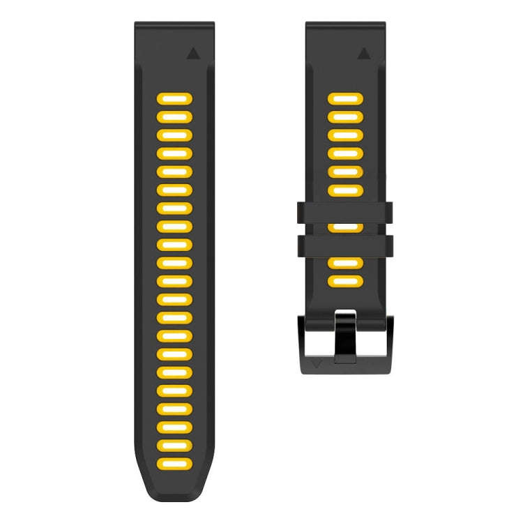 For Garmin Descent MK2 26mm Silicone Sports Two-Color Watch Band(Black+Yellow)