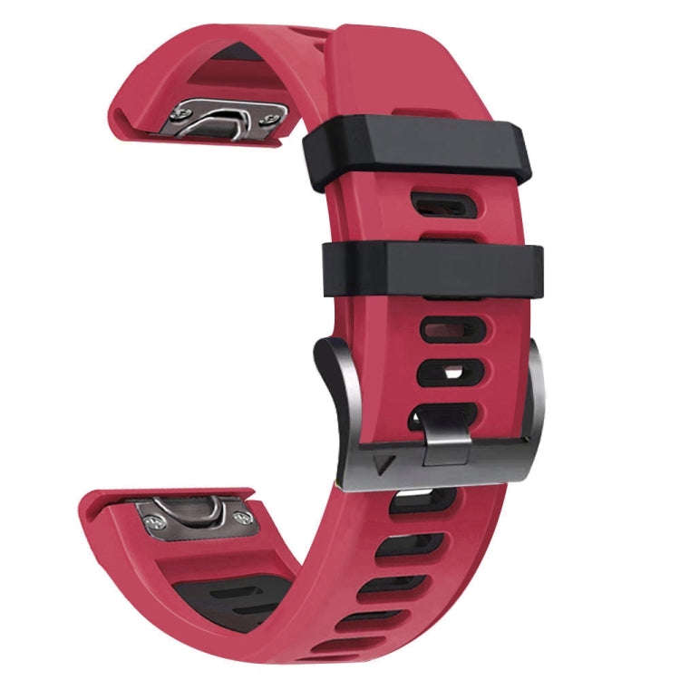 For Garmin Descent MK2 26mm Silicone Sports Two-Color Watch Band(Red+Black)