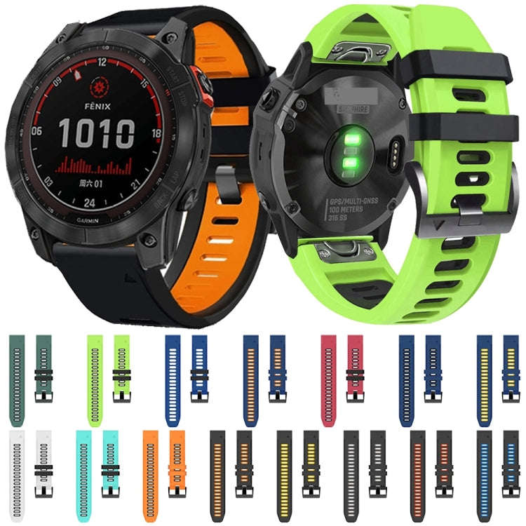 For Garmin Descent MK2 26mm Silicone Sports Two-Color Watch Band(Black+Orange)