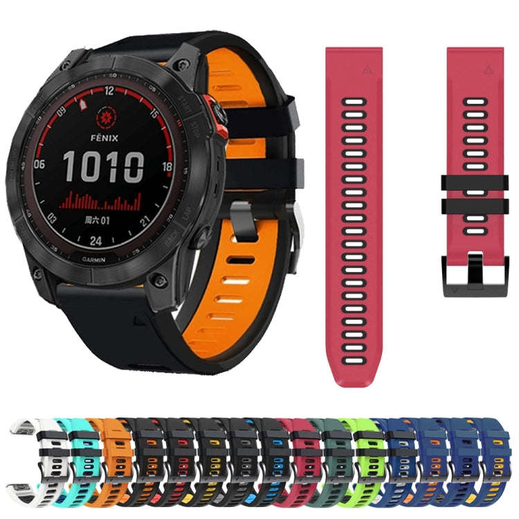 For Garmin Descent MK2 26mm Silicone Sports Two-Color Watch Band(Black+Yellow)