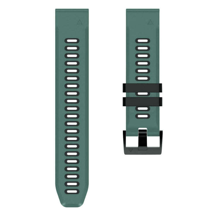 For Garmin Descent MK2i 26mm Silicone Sports Two-Color Watch Band(Amy Green+Black)