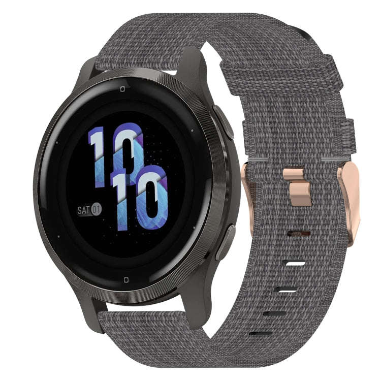 For Garmin Venu 2S 18mm Nylon Woven Watch Band(Dark Grey)