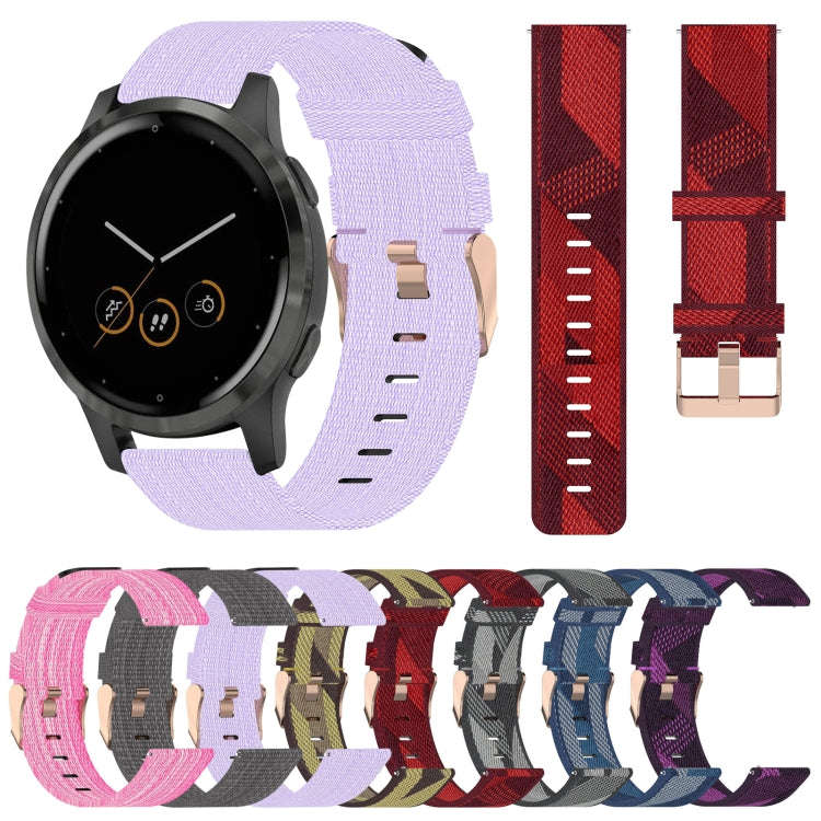 For Garmin Vivoactive 4S 18mm Nylon Woven Watch Band(Yellow)