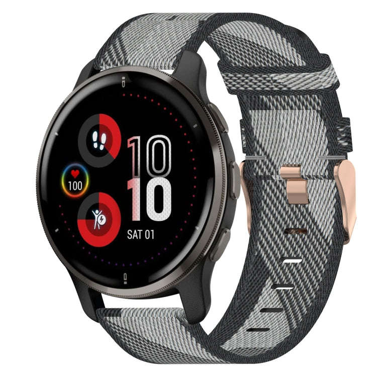 For Garmin Venu 2 Plus 20mm Nylon Woven Watch Band(Grey)