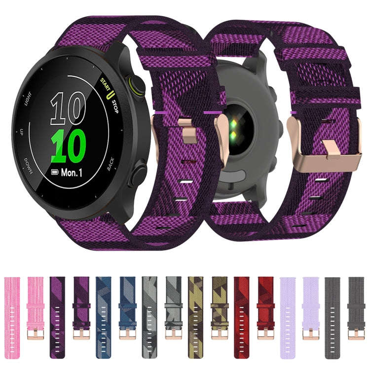 For Garmin Forerunner 55 20mm Nylon Woven Watch Band(Dark Grey)