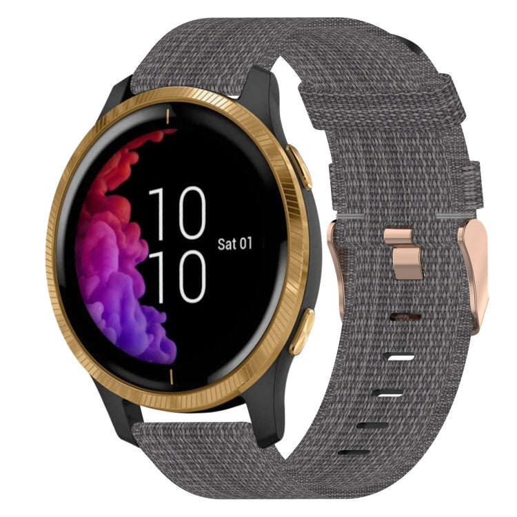 For Garmin Venu 20mm Nylon Woven Watch Band(Dark Grey)