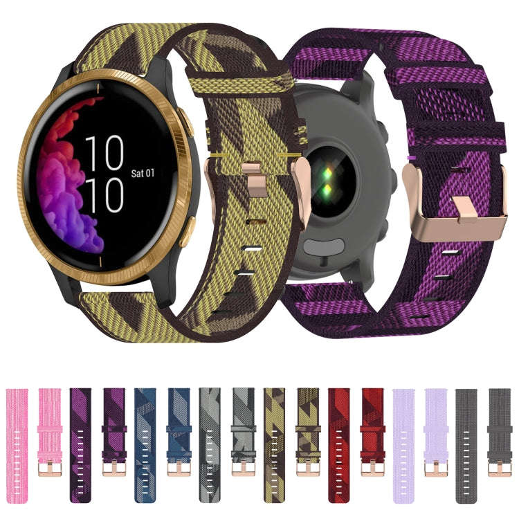 For Garmin Venu 20mm Nylon Woven Watch Band(Dark Grey)