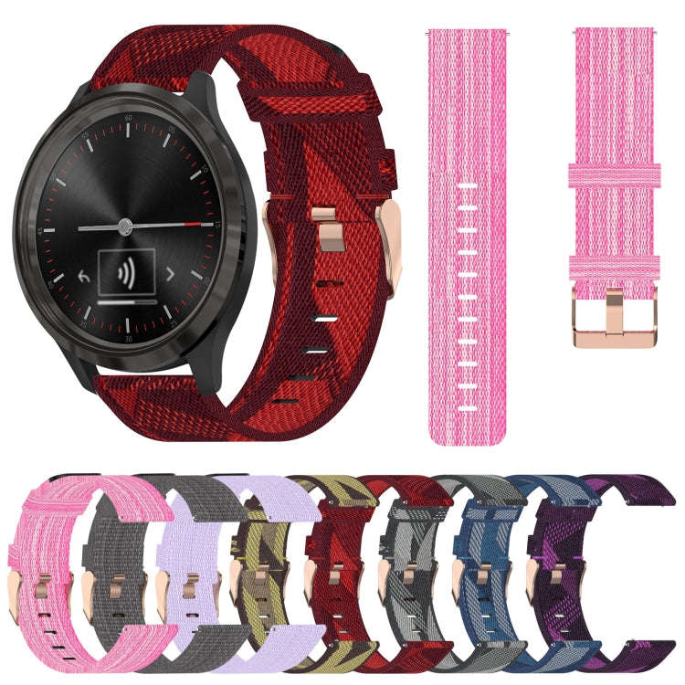 For Garmin Vivomove 3 20mm Nylon Woven Watch Band(Pink)
