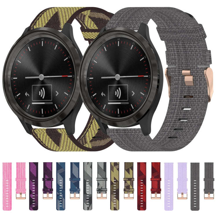 For Garmin Vivomove 3 20mm Nylon Woven Watch Band(Pink)