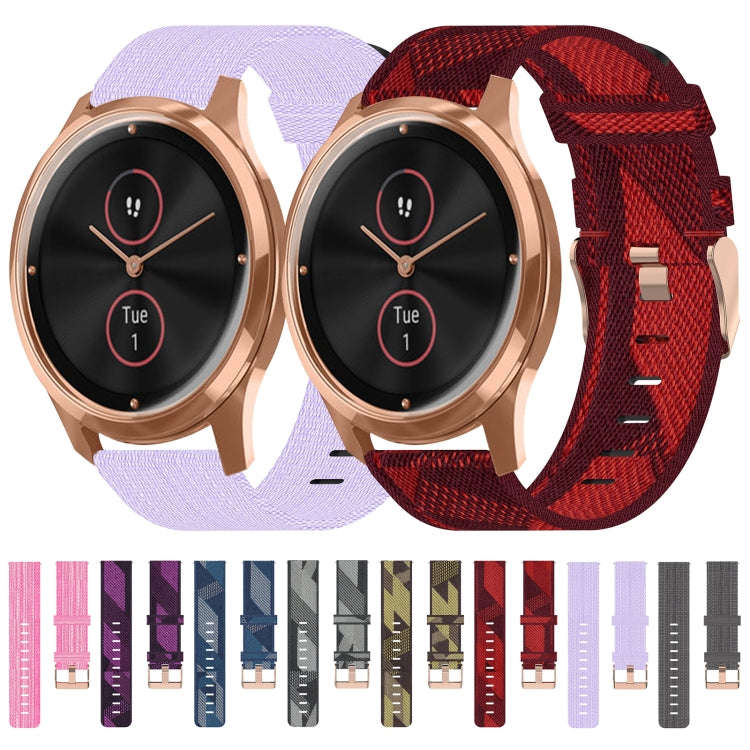 For Garmin VivoMove Luxe 20mm Nylon Woven Watch Band(Light Purple)