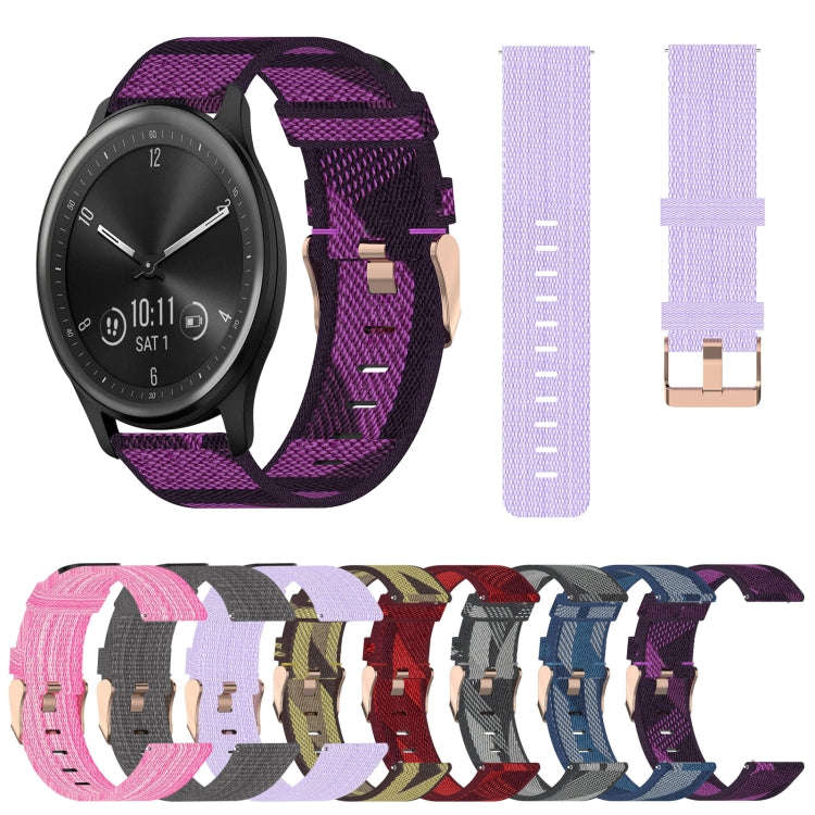 For Garmin Vivomove 20mm Nylon Woven Watch Band(Pink)