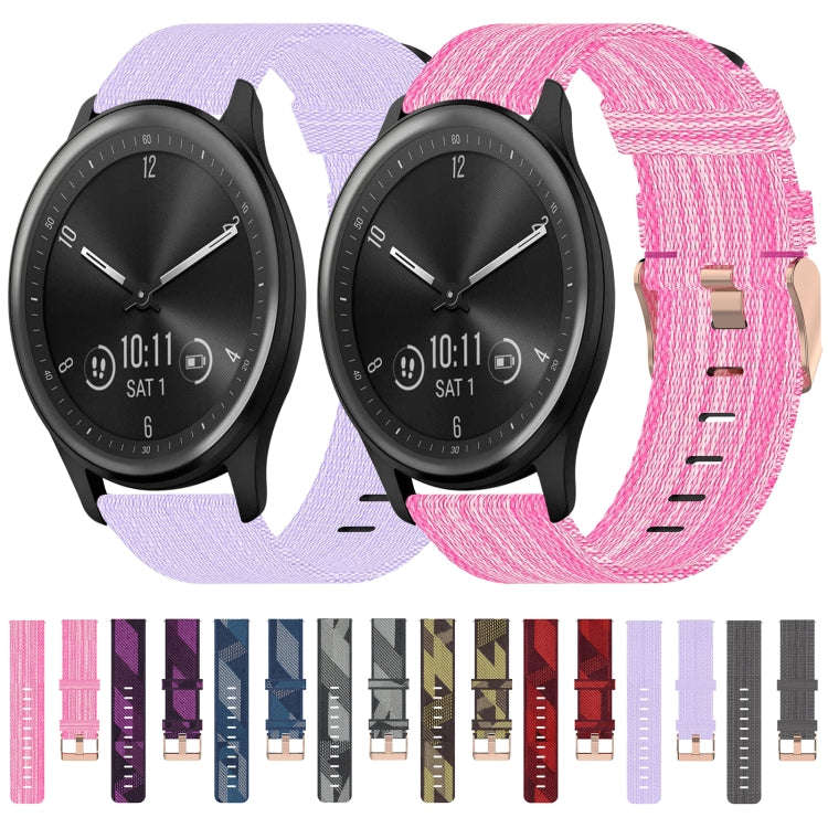 For Garmin Vivomove 20mm Nylon Woven Watch Band(Pink)