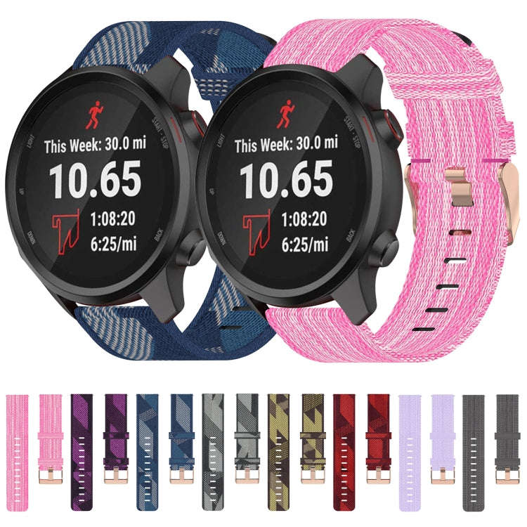 For Garmin Forerunner 245 20mm Nylon Woven Watch Band(Blue)