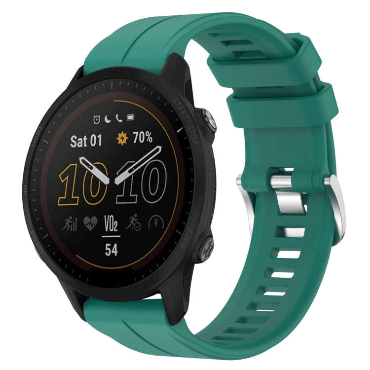 For Garmin Forerunner 955 22mm Solid Color Silicone Watch Band(Green)