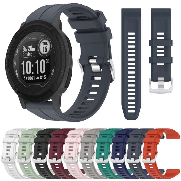 For Garmin Instinct 22mm Solid Color Silicone Watch Band(White)