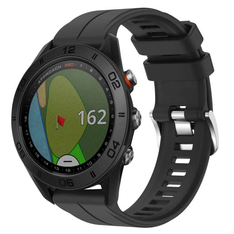 For Garmin Approach S60 22mm Solid Color Silicone Watch Band(Black)