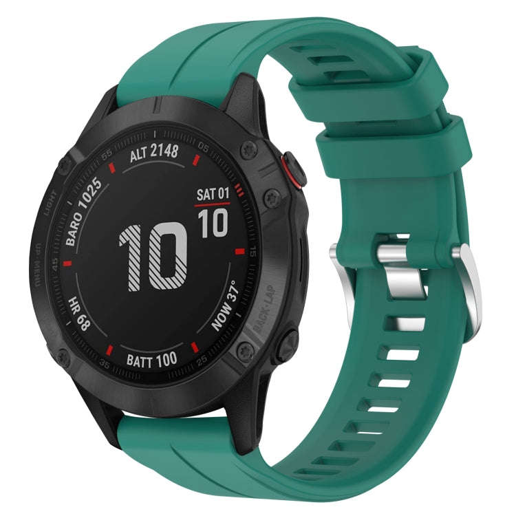 For Garmin Fenix 6 Pro GPS 22mm Solid Color Silicone Watch Band(Green)