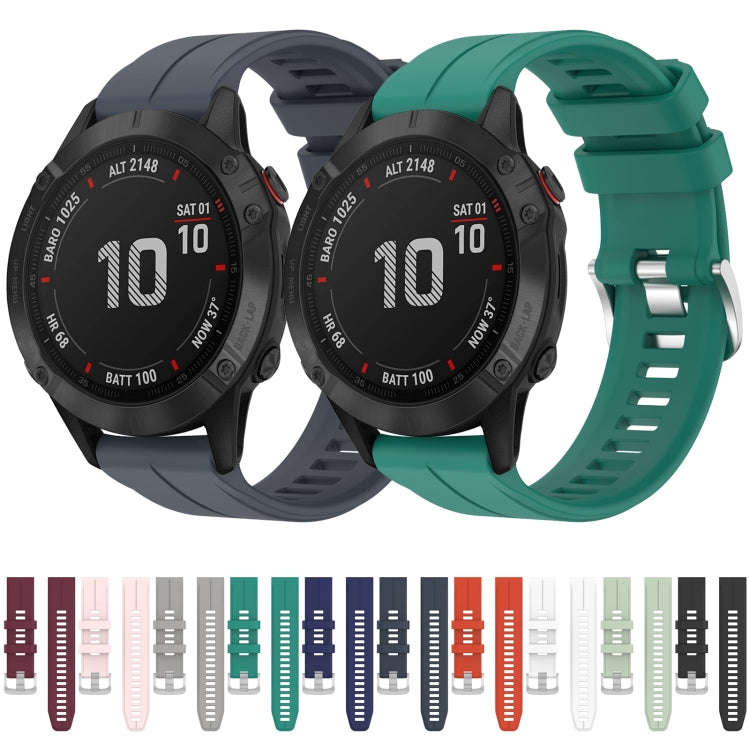 For Garmin Fenix 6 Pro GPS 22mm Solid Color Silicone Watch Band(Red)