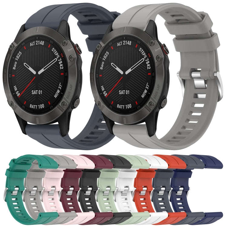 For Garmin Fenix 6 Sapphire GPS 22mm Solid Color Silicone Watch Band(Red)