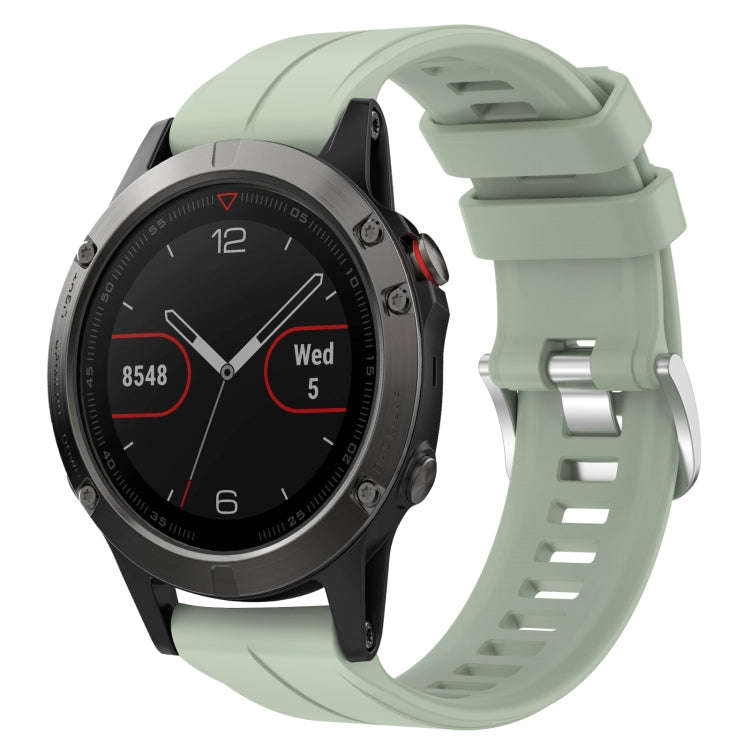 For Garmin Fenix 5 22mm Solid Color Silicone Watch Band(Light Green)