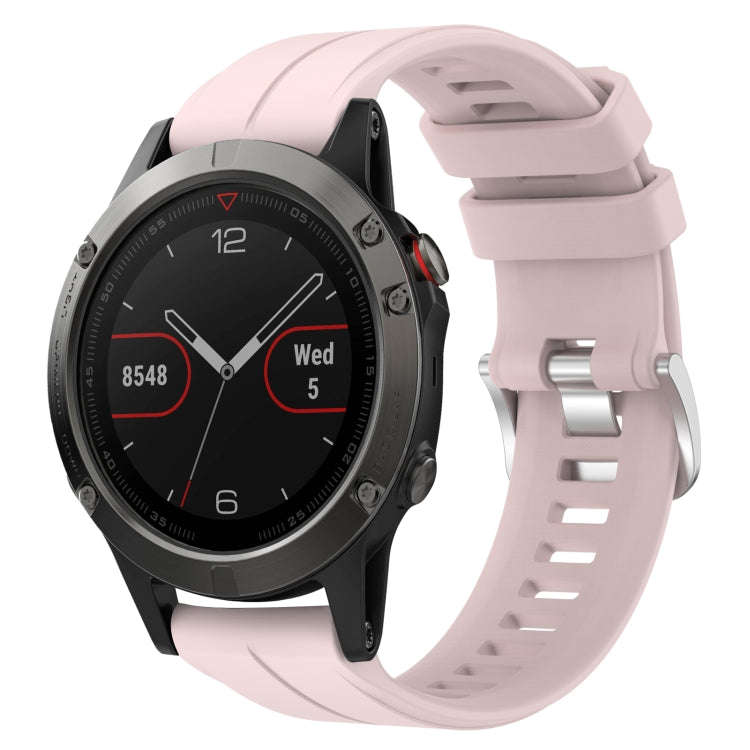 For Garmin Fenix 5 22mm Solid Color Silicone Watch Band(Pink)