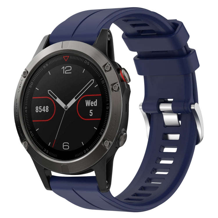For Garmin Fenix 5 22mm Solid Color Silicone Watch Band(Dark Blue)
