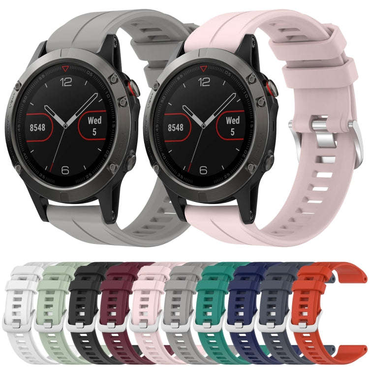 For Garmin Fenix 5 22mm Solid Color Silicone Watch Band(White)