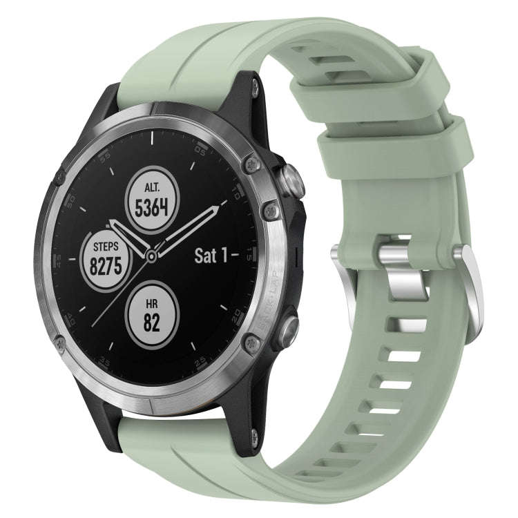 For Garmin Fenix 5 Plus 22mm Solid Color Silicone Watch Band(Light Green)
