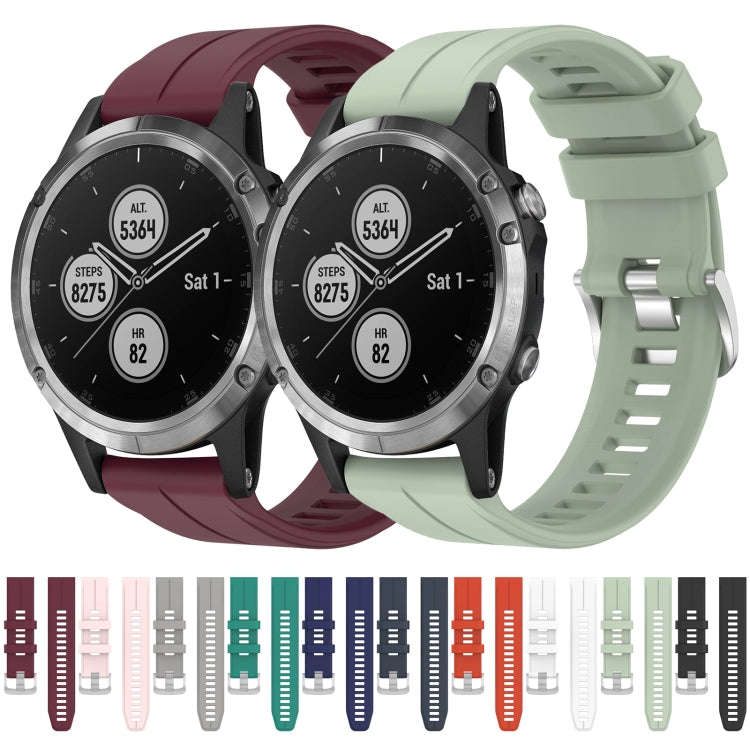 For Garmin Fenix 5 Plus 22mm Solid Color Silicone Watch Band(Pink)