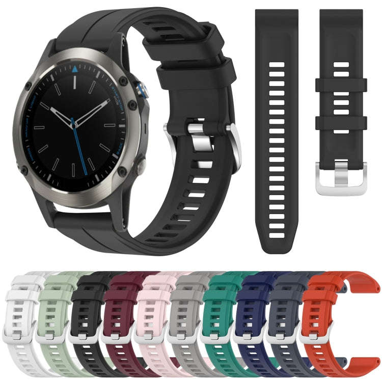 For Garmin Quatix 5 22mm Solid Color Silicone Watch Band(Red)