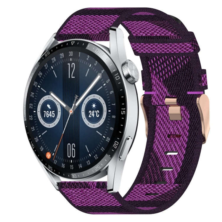 For Huawei Watch GT3 46mm 22mm Nylon Woven Watch Band(Purple)