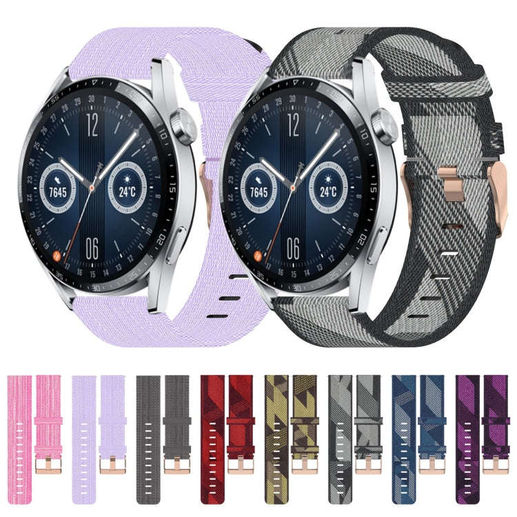 For Huawei Watch GT3 46mm 22mm Nylon Woven Watch Band(Purple)