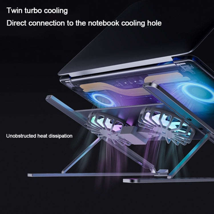 BONERUY P11F Adjustable Laptop Stand Cooling Holder with Double Fans
