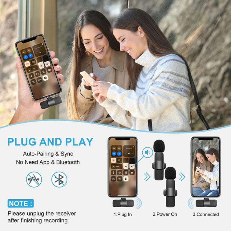 K9 2 in 1 Wireless Clip-on Auto Noise Cancelling Live Mini Microphone, Port: Type-C