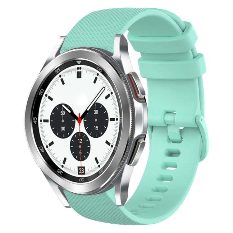 For Samsung Galaxy Watch4 Classic 42mm 20mm Plaid Solid Color Silicone Watch Band(Water Duck)