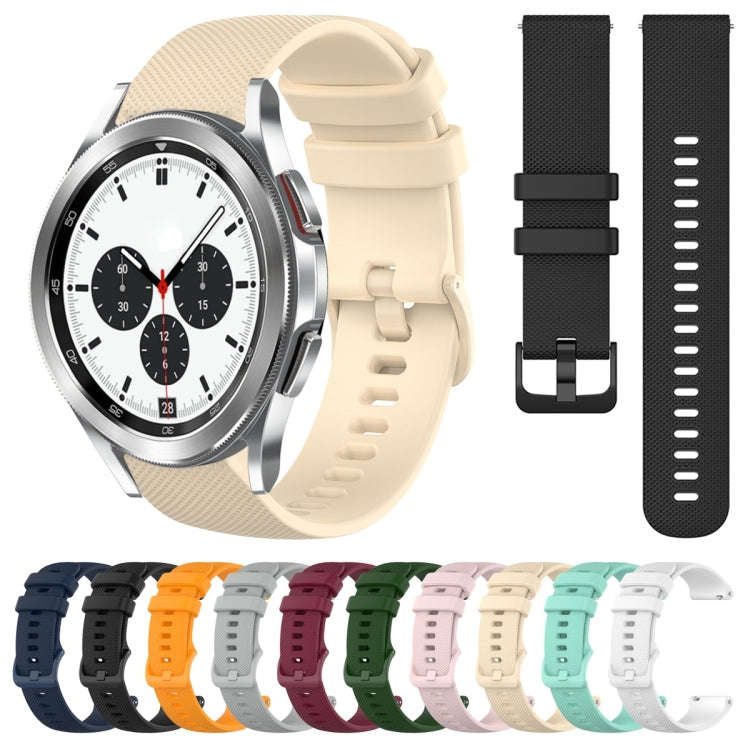 For Samsung Galaxy Watch4 Classic 42mm 20mm Plaid Solid Color Silicone Watch Band(Burgundy)