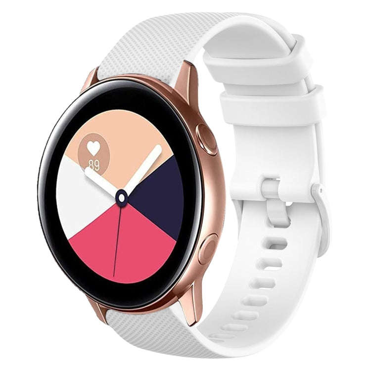 For Samsung Galaxy Watch Active 2 20mm Plaid Solid Color Silicone Watch Band(White)