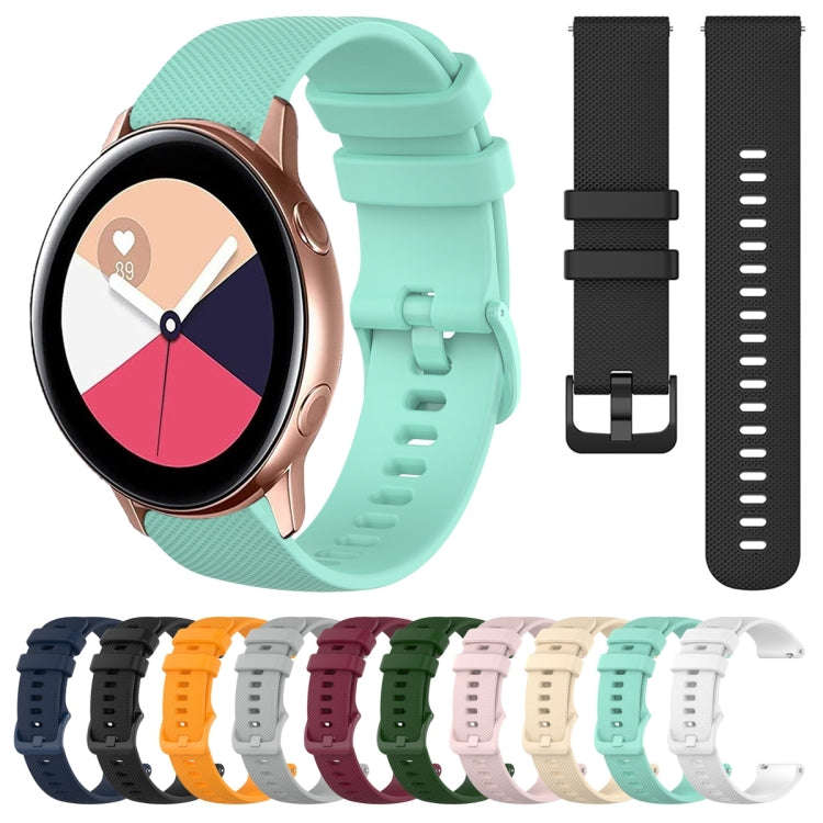 For Samsung Galaxy Watch Active 2 20mm Plaid Solid Color Silicone Watch Band(White)