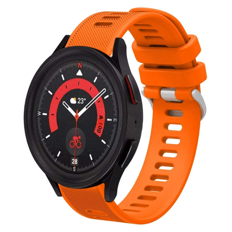For Samsung Galaxy Watch5 44mm 20mm Twill Solid Color Silicone Watch Band(Orange)