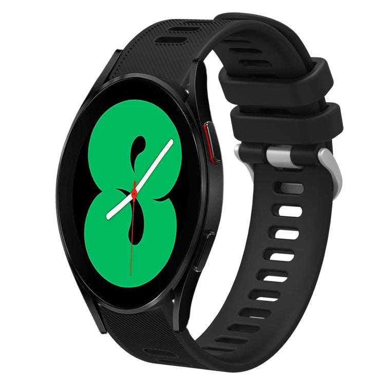 For Samsung Galaxy Watch4 44mm 20mm Twill Solid Color Silicone Watch Band(Black)