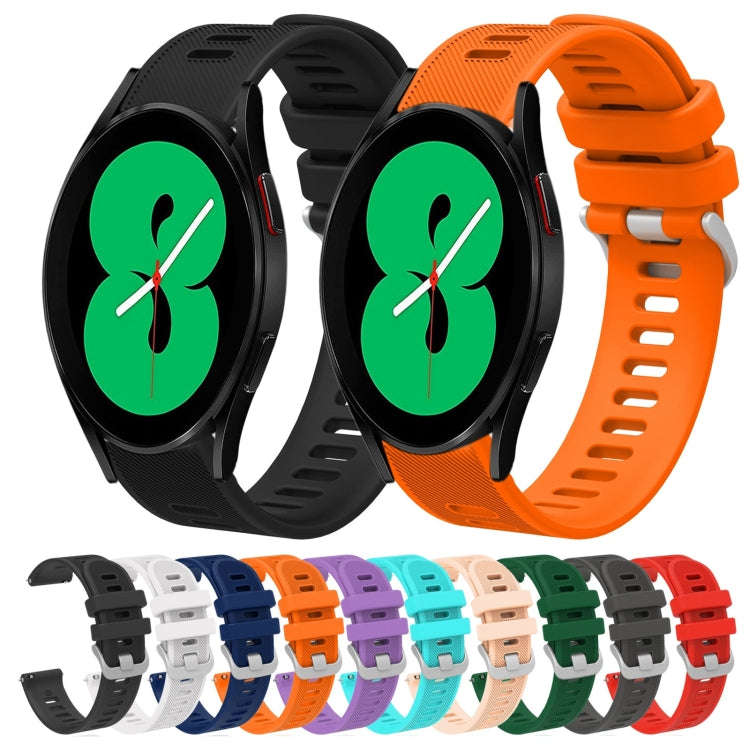 For Samsung Galaxy Watch4 44mm 20mm Twill Solid Color Silicone Watch Band(Black)