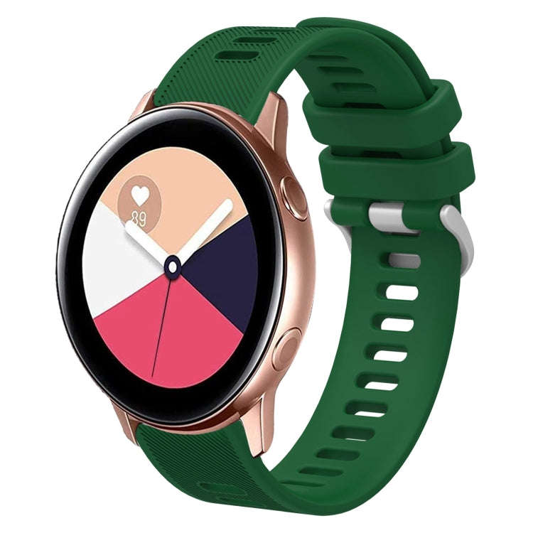 For Samsung Galaxy Watch Active 2 20mm Twill Solid Color Silicone Watch Band(Green)