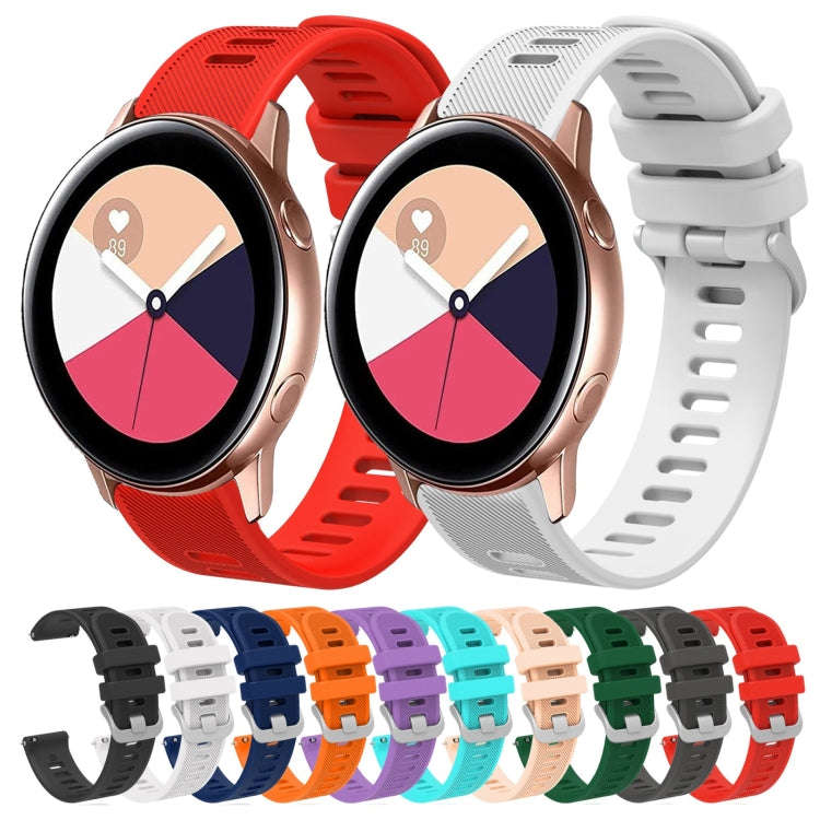 For Samsung Galaxy Watch Active 2 20mm Twill Solid Color Silicone Watch Band(Midnight Blue)