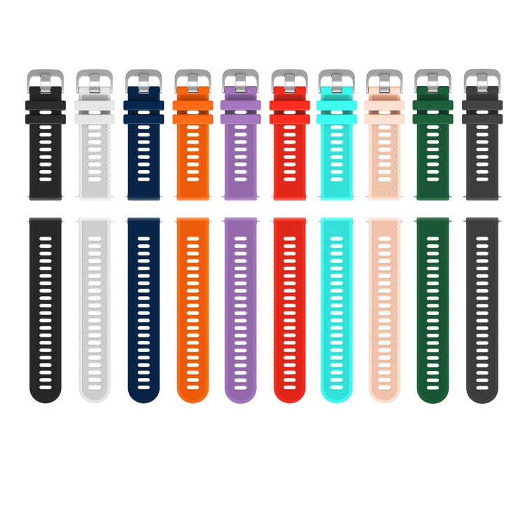 For Samsung Galaxy Watch Active 2 20mm Twill Solid Color Silicone Watch Band(Midnight Blue)