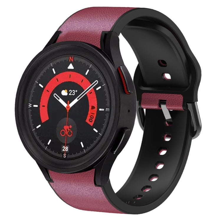 For Samsung Galaxy Watch 5 40mm Silicone Adhesive Leather Watch Band(Burgundy)