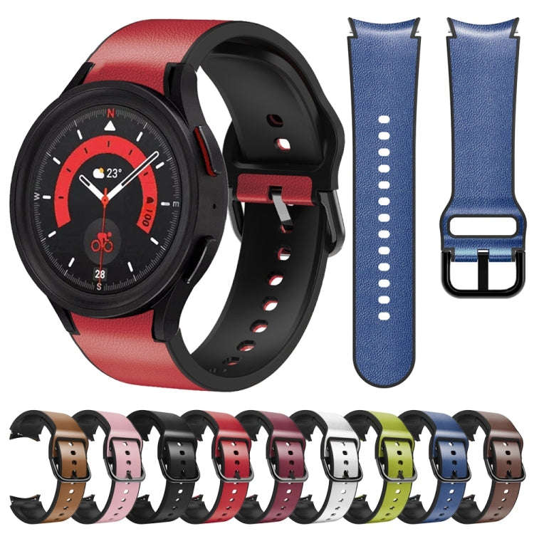 For Samsung Galaxy Watch 5 40mm Silicone Adhesive Leather Watch Band(Burgundy)
