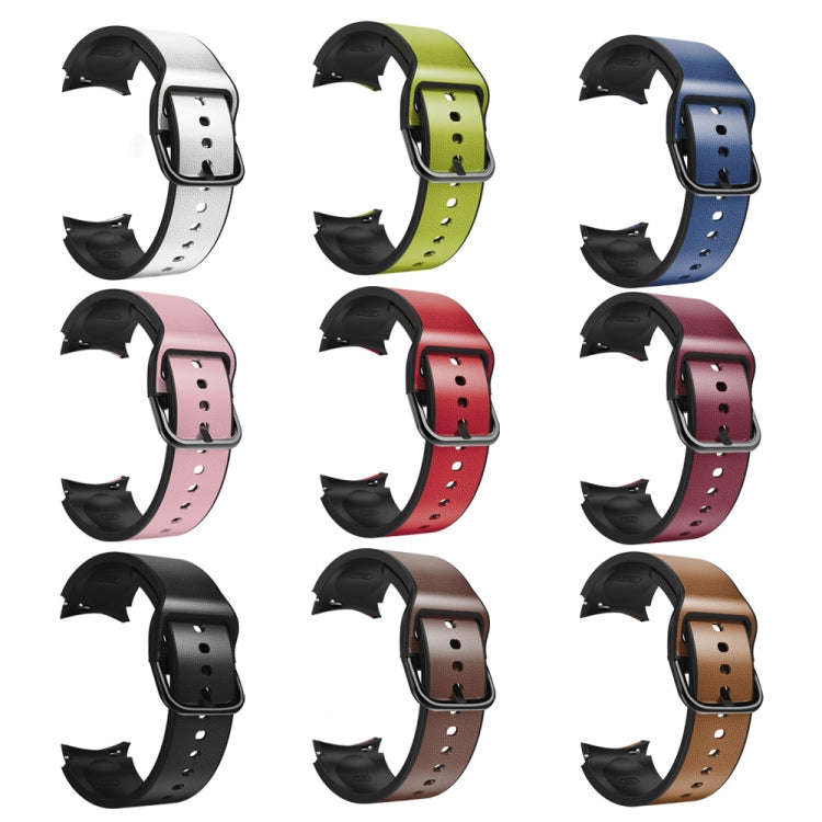 For Samsung Galaxy Watch 5 40mm Silicone Adhesive Leather Watch Band(Burgundy)