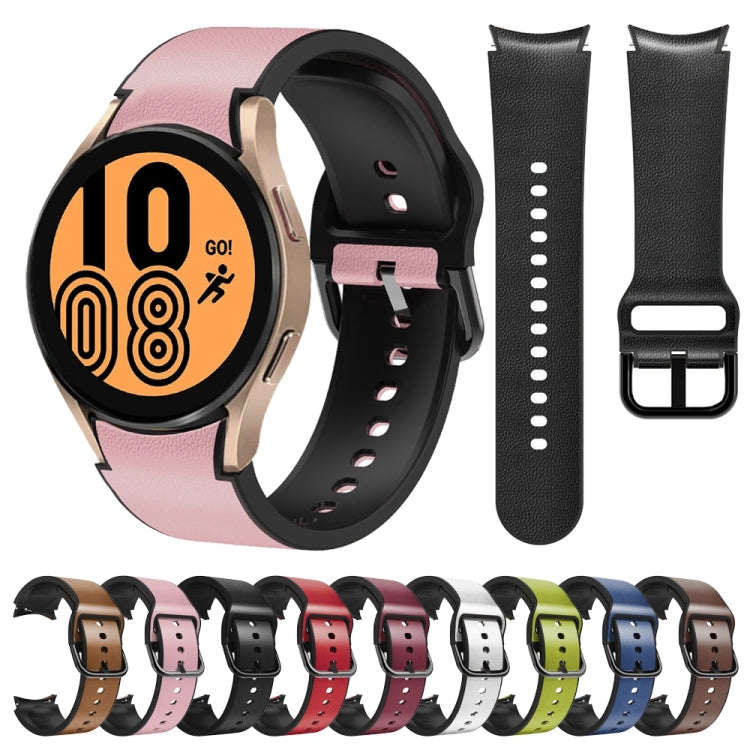 For Samsung Galaxy Watch 4 40mm Silicone Adhesive Leather Watch Band(Dark Brown)