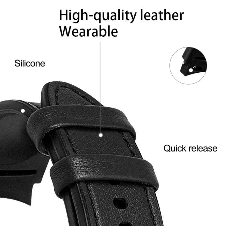 For Samsung Galaxy Watch 4 40mm Silicone Adhesive Leather Watch Band(Dark Brown)