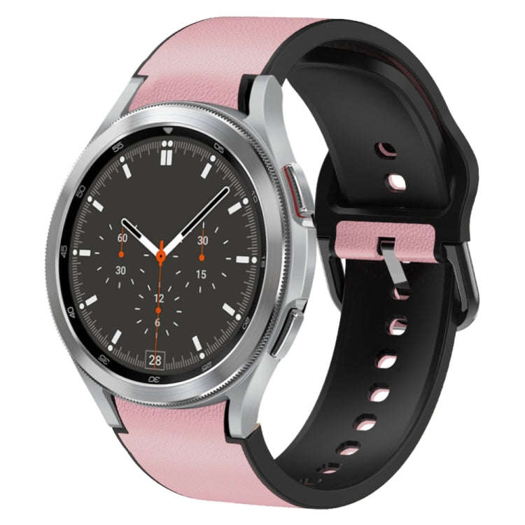 For Samsung Galaxy Watch 4 Classic 46mm Silicone Adhesive Leather Watch Band(Pink)
